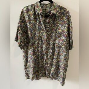Robert Stock Silk Button Down Shirt medium